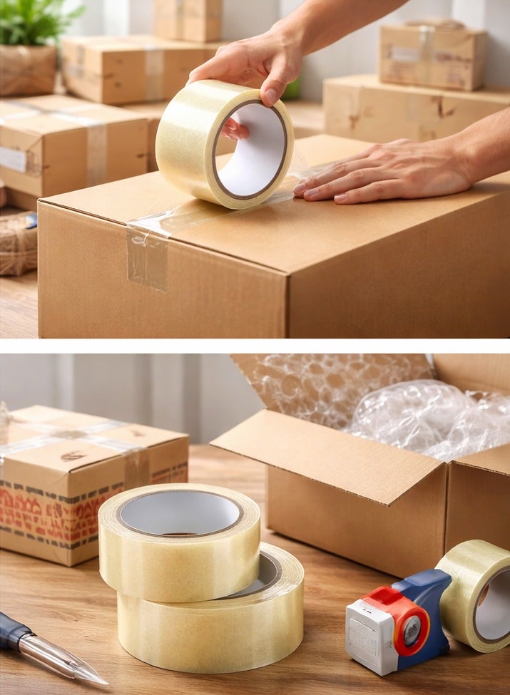 HarabiMed Clear Packing Tape 80 Yards (1 Roll) – Strong Adhesive Sealing Tape for Boxes, Moving & Shipping – Transparent Heavy Duty - Image 3